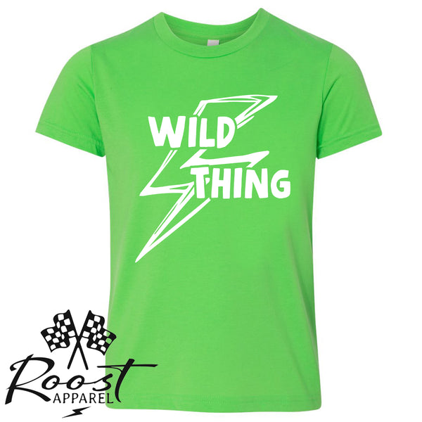 Wild Thing With Lightning Bolt Race Kids Shirt in Baby, Toddler or Youth Sizes