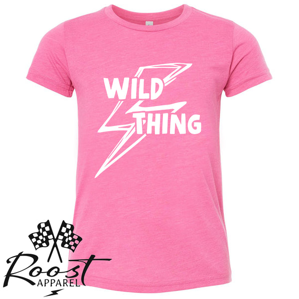 Wild Thing With Lightning Bolt Race Kids Shirt in Baby, Toddler or Youth Sizes